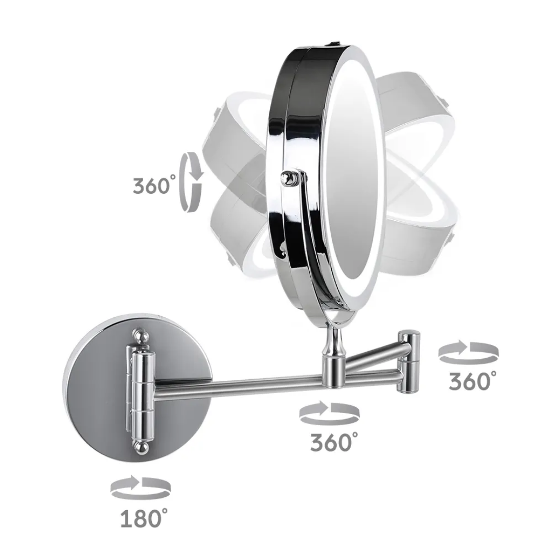 Magnifier Mirror With Light | Silver