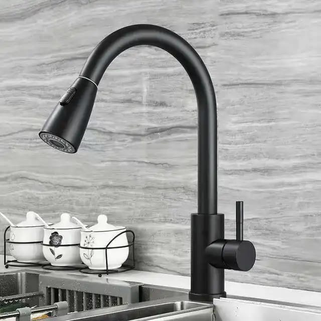 Kitchen Pullout Faucet | Silver - Black