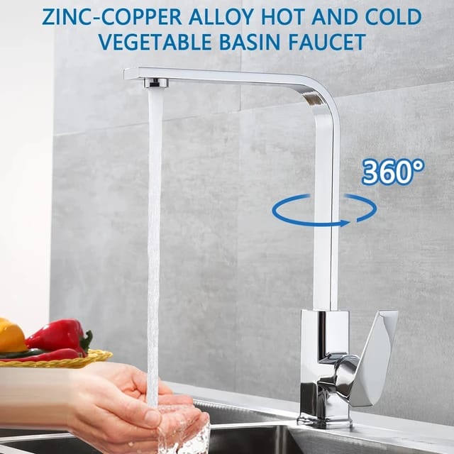 Stainless Steel L-Shape Kitchen Faucet | Silver - Black