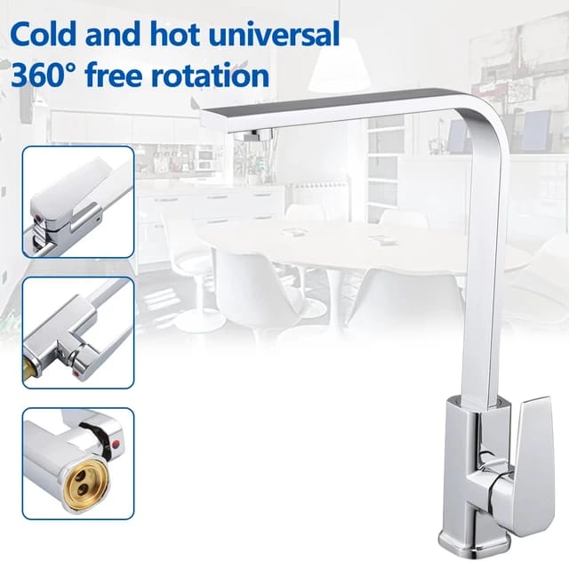 Stainless Steel L-Shape Kitchen Faucet | Silver - Black