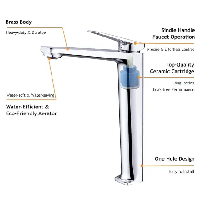 Vanity Brass Faucet | Silver - Black - Gold