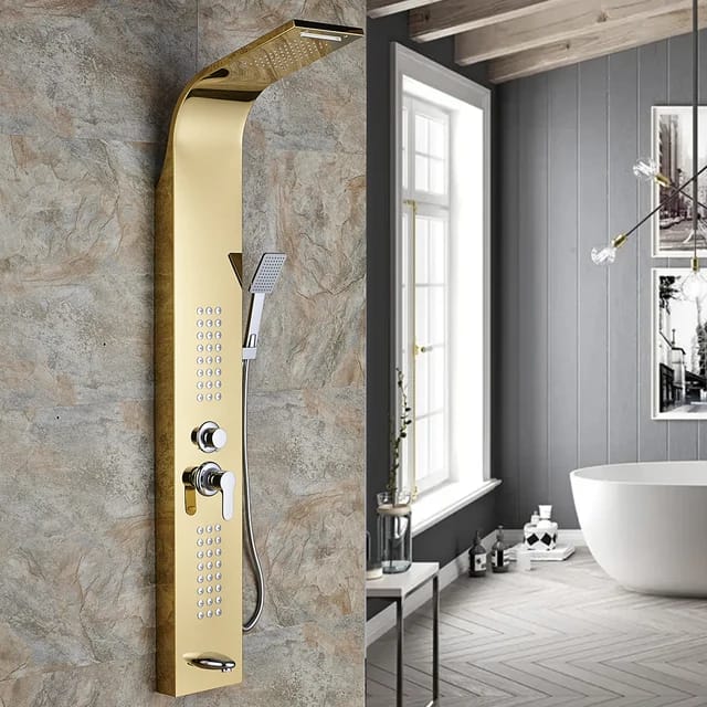 Stainless Steel Wall Hanging Shower Panel | Silver - Black - Gold