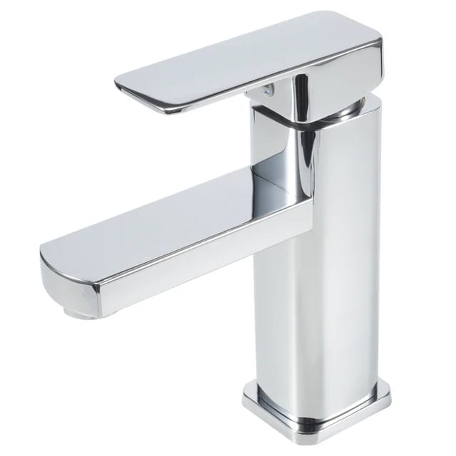 Square Bathroom Basin Faucet | Silver - Black