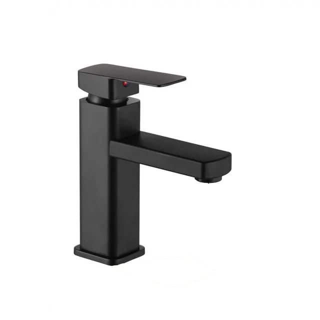 Square Bathroom Basin Faucet | Silver - Black