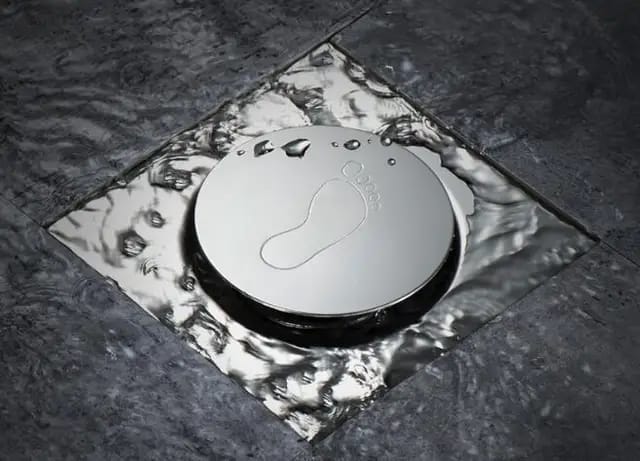 Stainless Steel Bathroom Floor Push Drain 6x6 Inches | Chrome