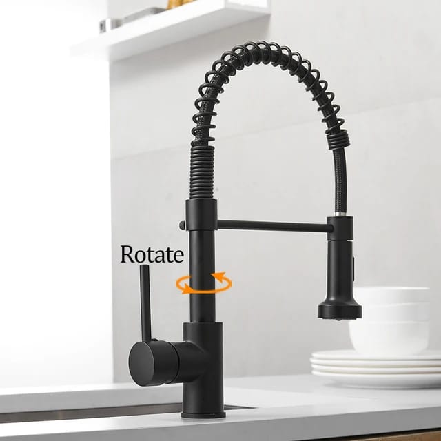 360° Movable Kitchen Faucet | Silver - Black