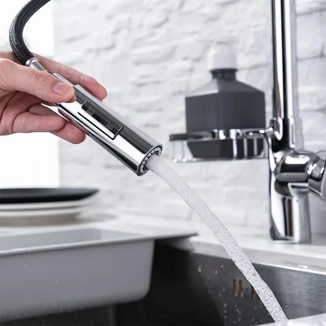 Brass Kitchen Faucet With Soap Holder | Silver