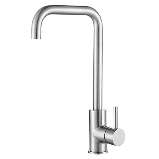 Stainless Steel Square Kitchen Faucet | Silver - Black