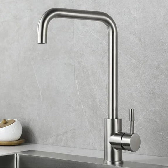 Stainless Steel Square Kitchen Faucet | Silver - Black