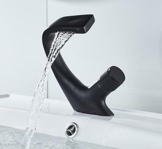 Side Handle Bathroom Faucet | Silver - Black