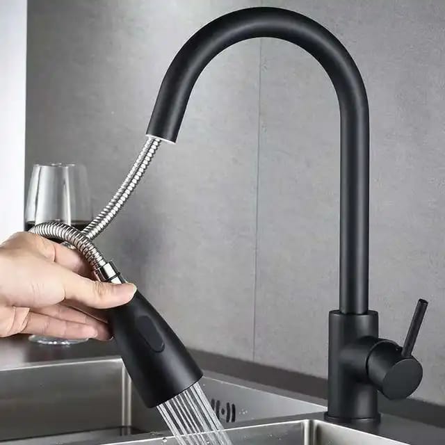 Kitchen Pullout Faucet | Silver - Black
