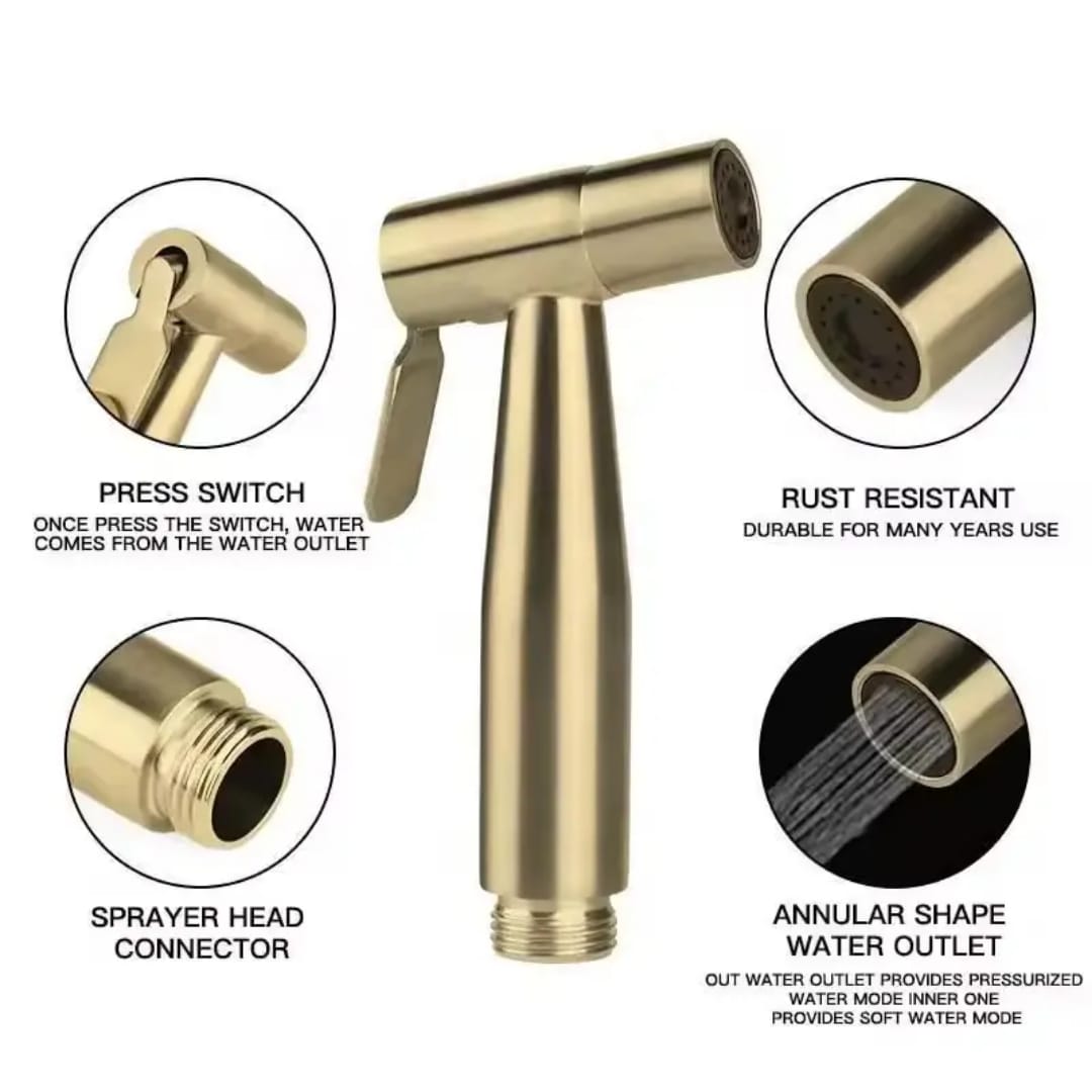 Stainless Steel Muslim Toilet Shower Set | Silver - Black - Gold