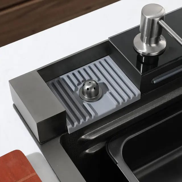 Kitchen Sink Bowl Piano Buttons Multifunction Waterfall Stainless Steel grade Black Finishing Luxury Kitchens