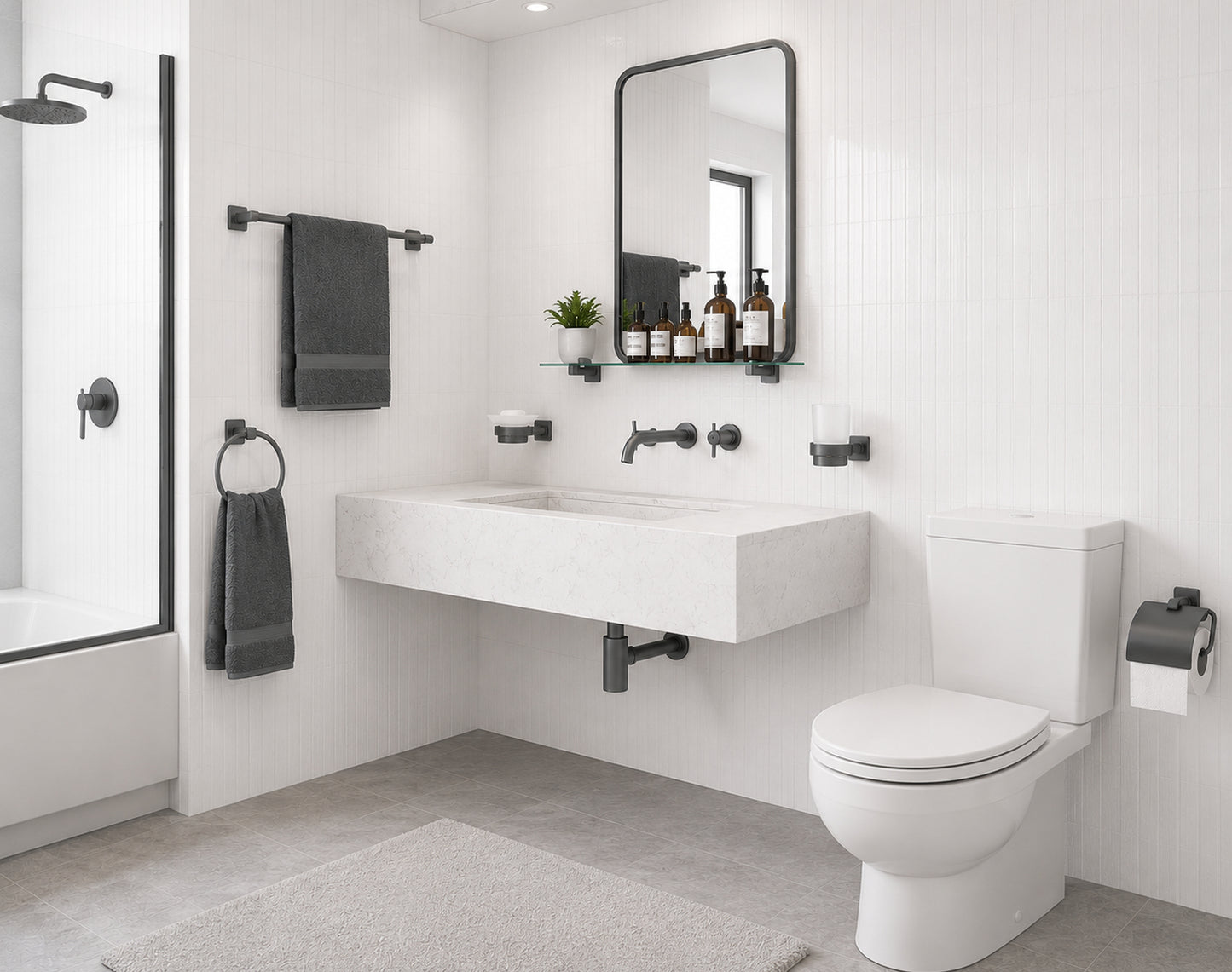 Bathroom Grey Accessory Set Imported