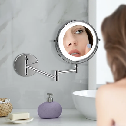 Magnifier Mirror With Light | Silver