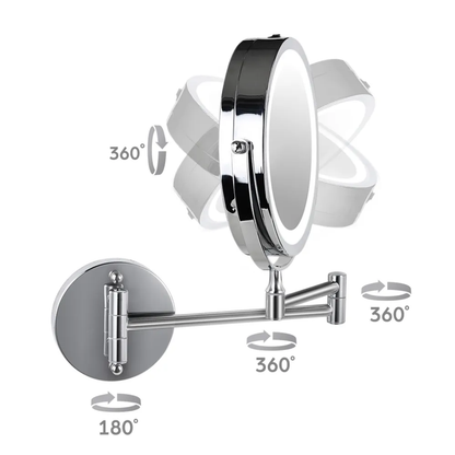 Magnifier Mirror With Light | Silver