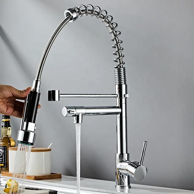 360° Movable Kitchen Faucet Mixer CHROME Hot & Cold Dual Function Modern Design For Kitchen Sink