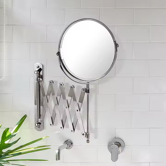 Bathroom Cosmetic Magnifier Round Mirror Double Sides Stainless Steel Chrome