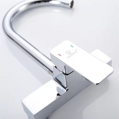 Square Wall Mounted Kitchen Faucet | Chrome