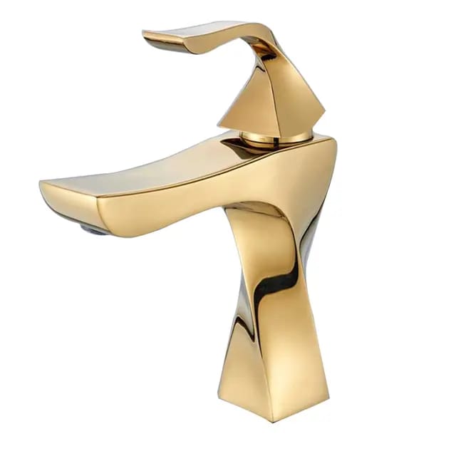 Basin Mixer Faucet Lever Handle Unique Spiral Design GOLD Brass For Bathrooms Easy To Install & Use