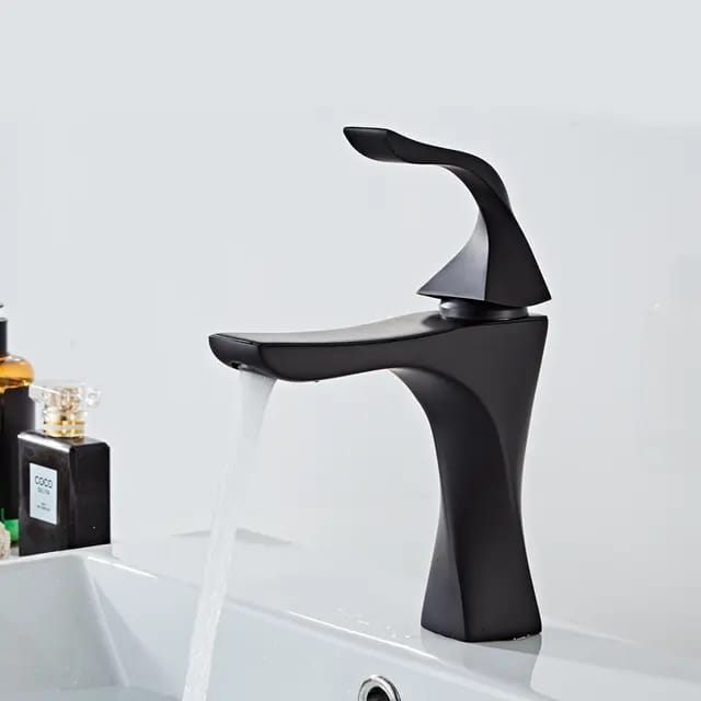 Basin Mixer Faucet Lever Handle Unique Spiral Design MATTE BLACK Brass For Bathrooms Easy To Install & Use