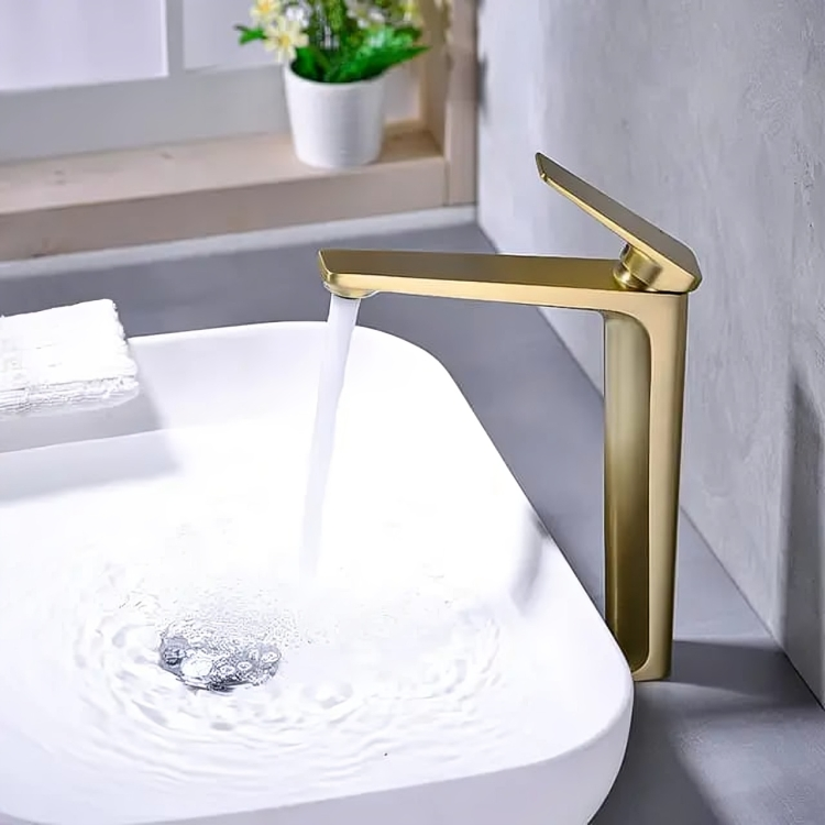 Vanity Bowl Long Faucet Mixer GOLD Hot & Cold For Luxury Bathrooms