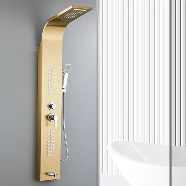 Bathroom Wall Hang Shower Panel GOLD Stainless Steel 5-Function