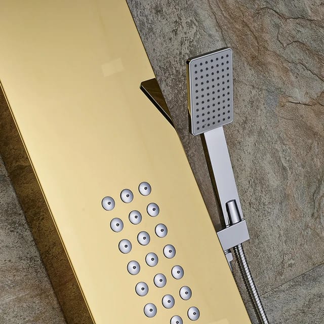 Bathroom Wall Hang Shower Panel GOLD Stainless Steel 5-Function