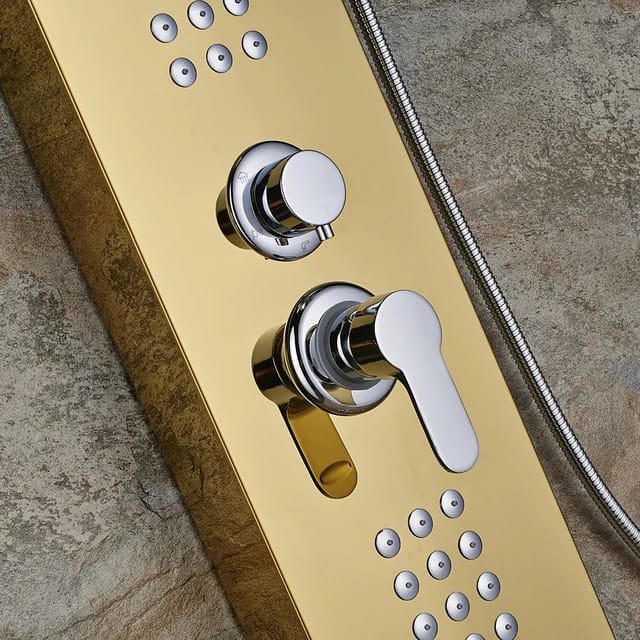 Bathroom Wall Hang Shower Panel GOLD Stainless Steel 5-Function