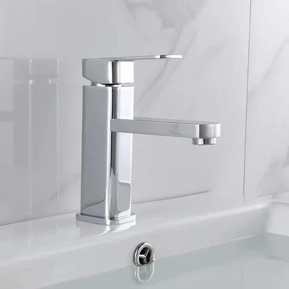 Square Bathroom Basin Faucet | Silver - Black