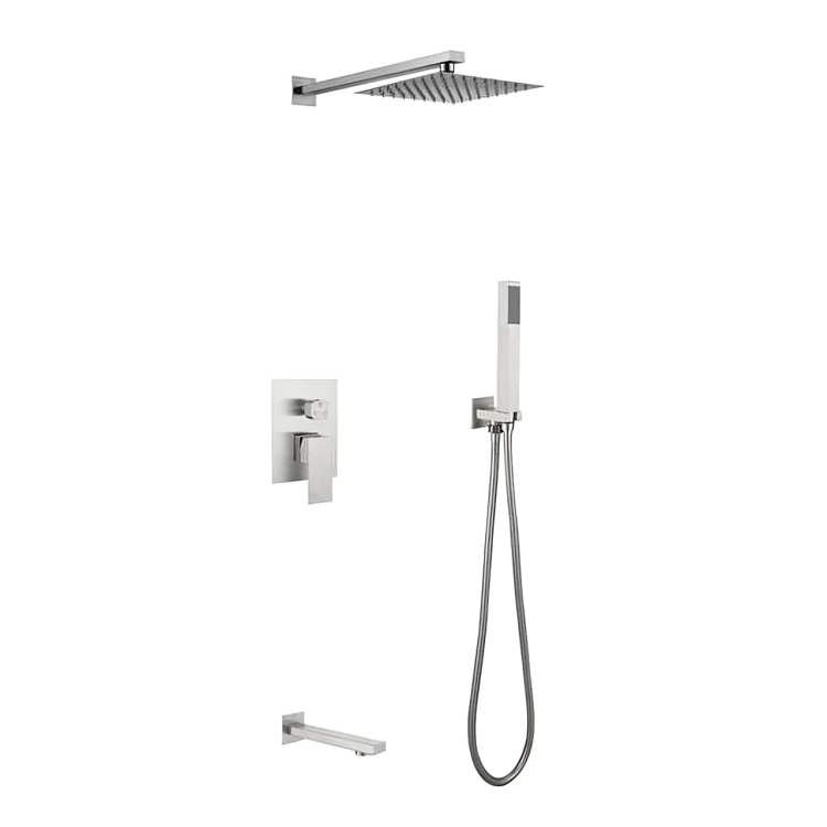 Bathroom Concealed Wallshower Set CHROME Brass Stainless Steel Complete Accessories