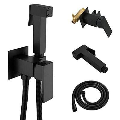 Bathroom Concealed Bidet Toilet Shower BLACK Brass Stainless Steel Complete Accessories