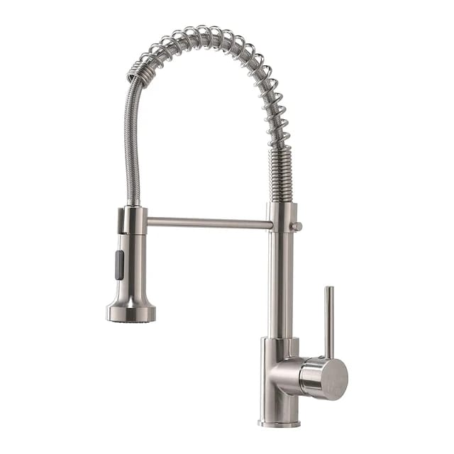 Spring Kitchen Faucet Mixer NICKEL Hot & Cold Pull Down Movable Sink Mounted