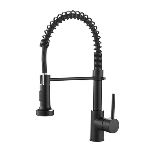 Spring Kitchen Faucet Mixer BLACK Hot & Cold Pull Down Movable Sink Mounted