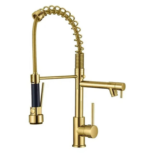 360° Movable Kitchen Faucet Mixer GOLD Hot & Cold Dual Function Modern Design For Kitchen Sink