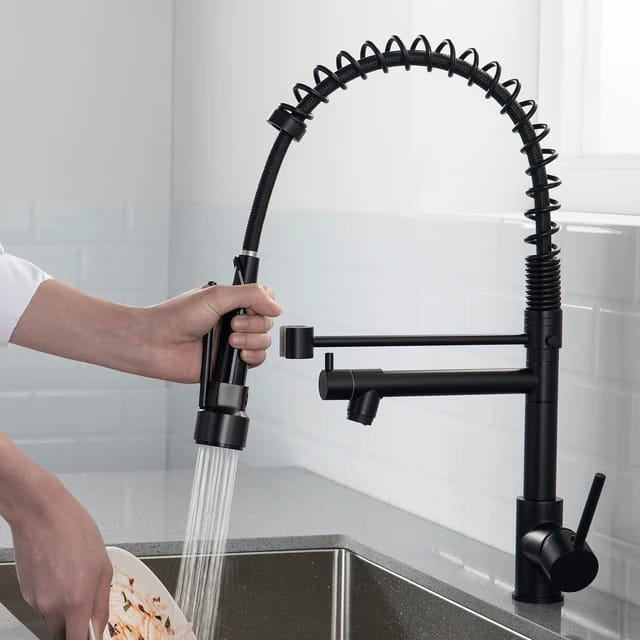 360° Movable Kitchen Faucet Mixer BLACK Hot & Cold Dual Function Modern Design For Kitchen Sink