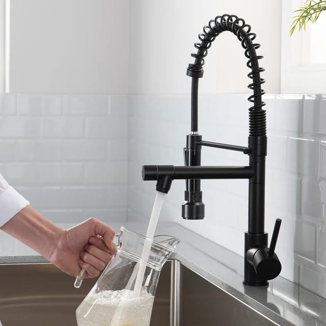 360° Movable Kitchen Faucet Mixer BLACK Hot & Cold Dual Function Modern Design For Kitchen Sink