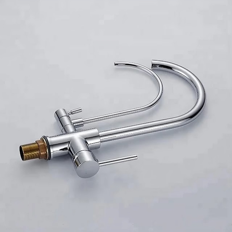 3 Way Kitchen Sink Faucet Mixer Brass Chrome Hot & Cold Filter Tap for Purified Drinking Water