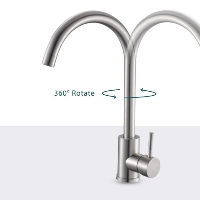 Kitchen Sink Faucet Mixer Hot & Cold Imported Stainless Steel NICKEL 360 Degree Rotation Sink Mounted Tap