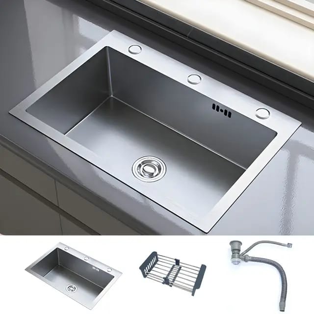 Kitchen Sink Bowl Stainless Steel Hand Made HM60*45cm