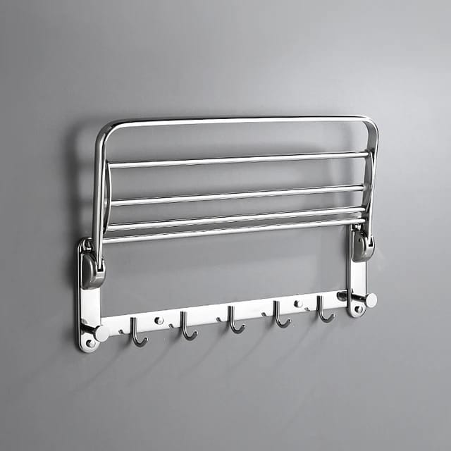 Modern Folding Towel Rack Stainless Steel CHROME For Bathrooms & Kitchen