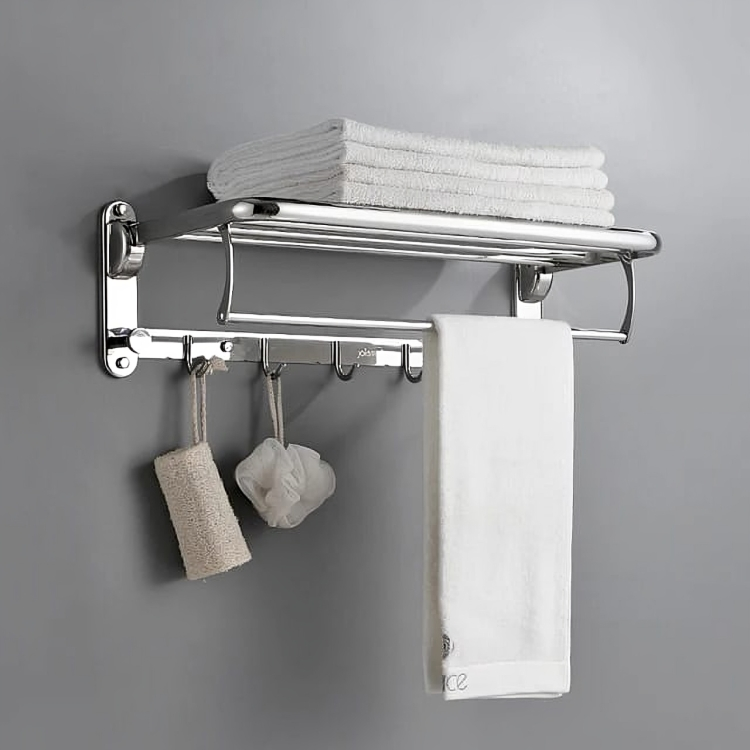 Modern Folding Towel Rack Stainless Steel CHROME For Bathrooms & Kitchen