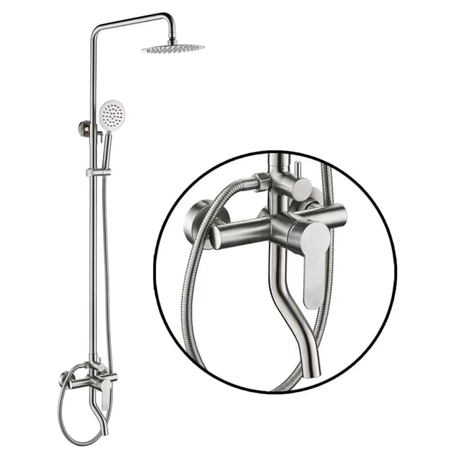 Bathroom Bath Set Round NICKEL Stainless Steel Rust Free Complete Accessories