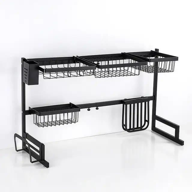 Kitchen Drain Rack Organizer BLACK Stainless Steel Heavy Duty