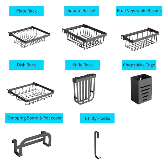 Kitchen Drain Rack Organizer BLACK Stainless Steel Heavy Duty