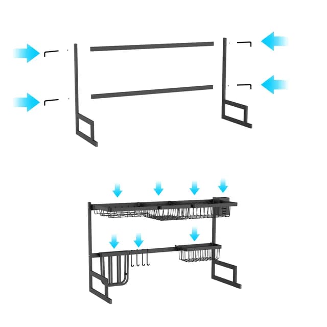 Kitchen Drain Rack Organizer BLACK Stainless Steel Heavy Duty