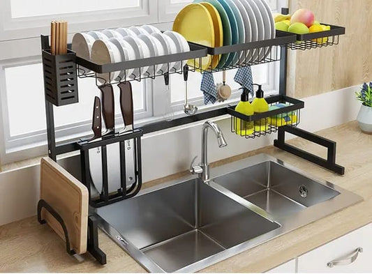 Kitchen Drain Rack Organizer BLACK Stainless Steel Heavy Duty