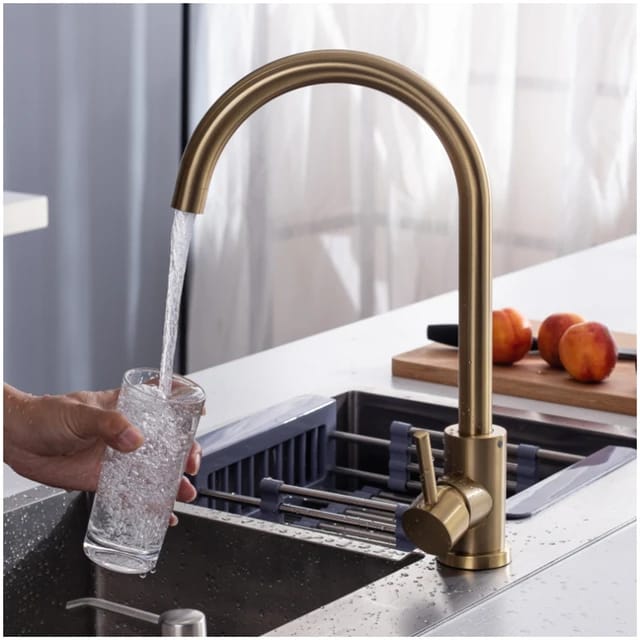 Kitchen Sink Faucet Mixer Hot & Cold Imported Stainless Steel GOLD 360 Degree Rotation Sink Mounted Tap