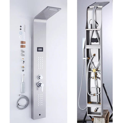 Stainless Steel Wall Hanging LED Shower Panel | Silver