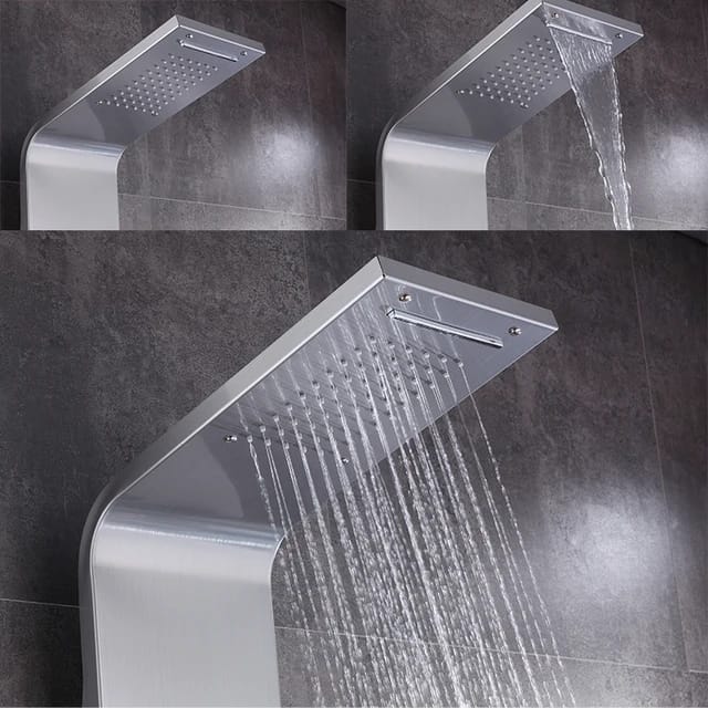 Bathroom Wall Hang LED Display Shower Panel CHROME Stainless Steel 5-Function